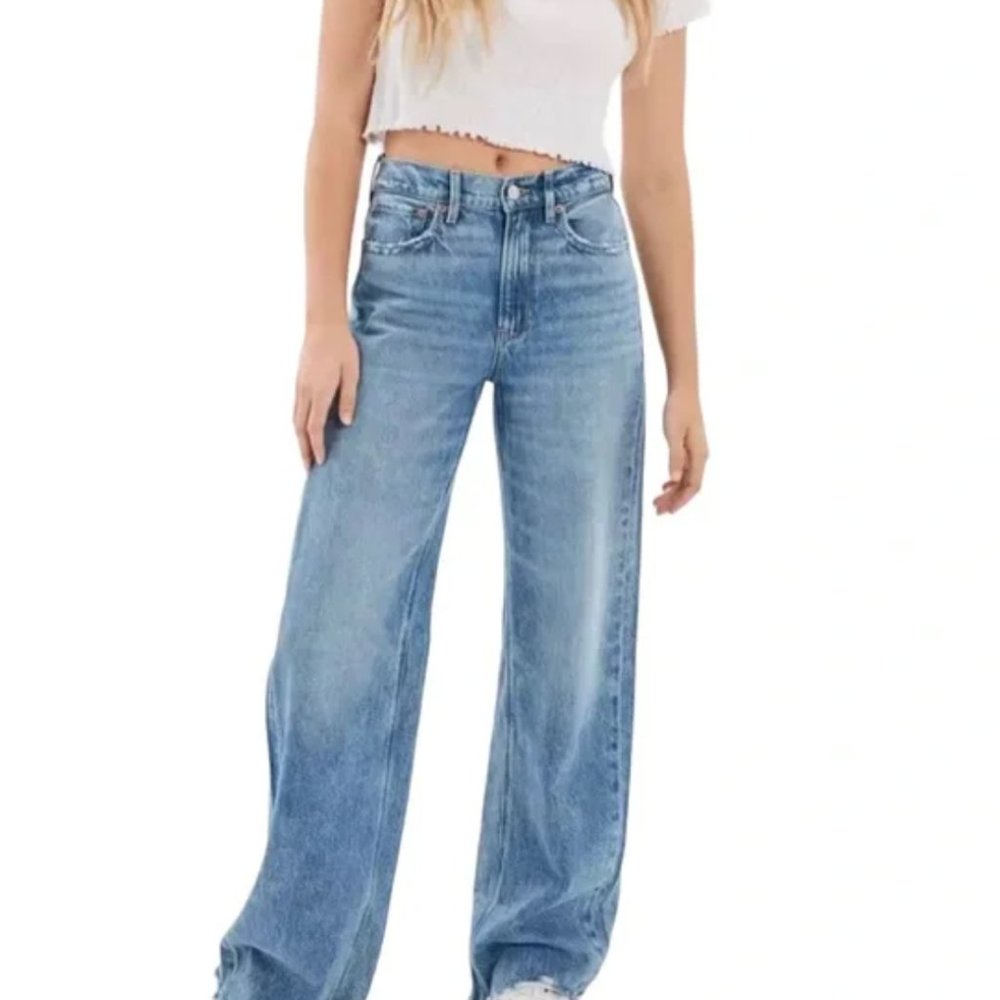 NWT AE American Eagle Super High Rise Baggy Wide Leg Women’s Size 14 Long